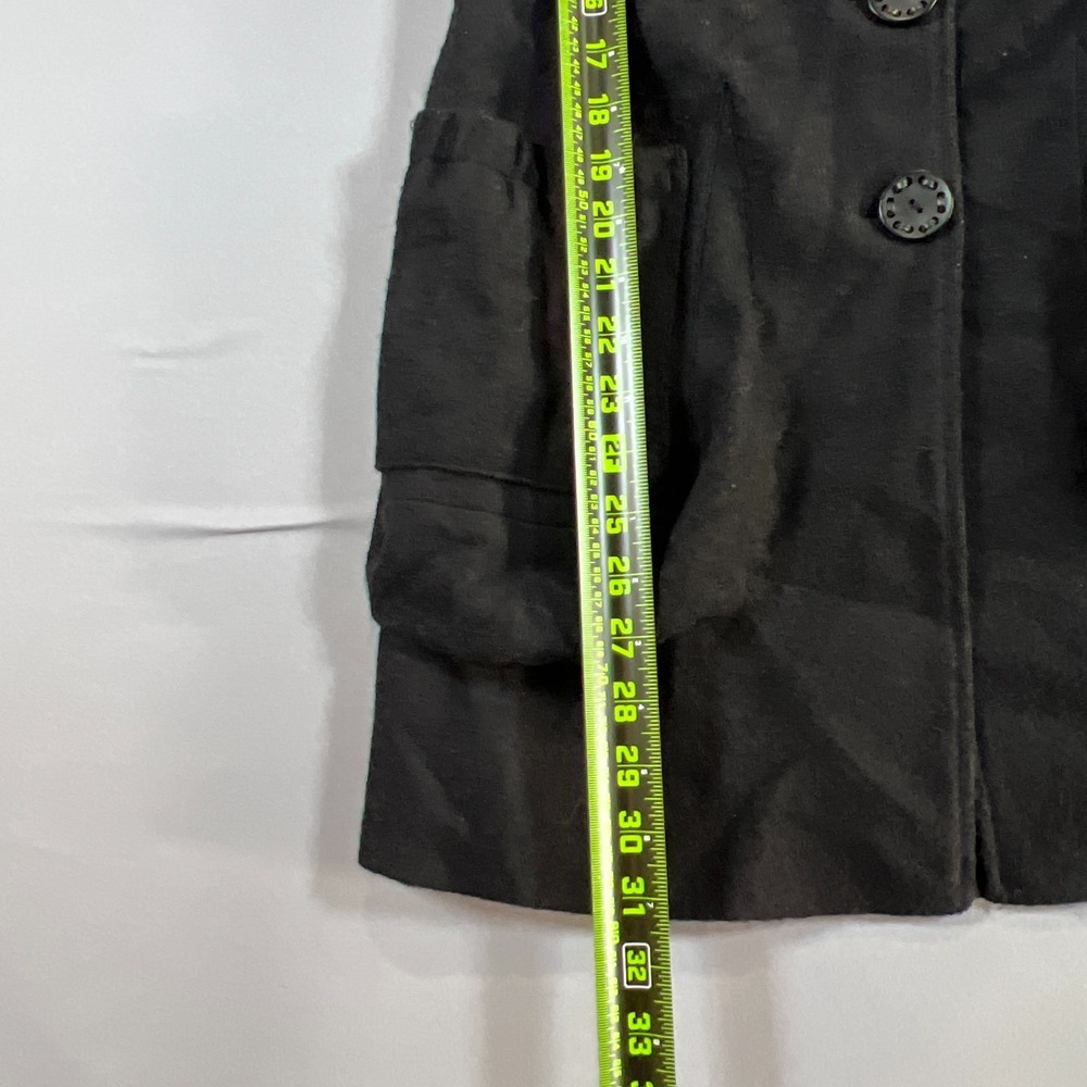 Yagekaluo Coat Dress Womens Medium Black Wool Blend Funnel Neck Button Front - Picture 5 of 9